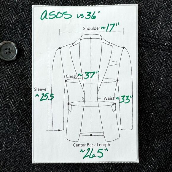 ASOS Blazer Women’s size MEDIUM Herringbone Suit Jacket Gray Lined Casual Career - Picture 5 of 5